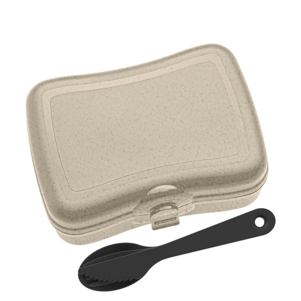 Koziol BASIC READY Lunchbox-Set + Besteck-Set - nature desert sand