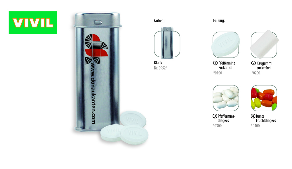 Pocket Box 20 g  ,  Inhalt:  Kaugummi Dragees zuckerfrei (Dose)