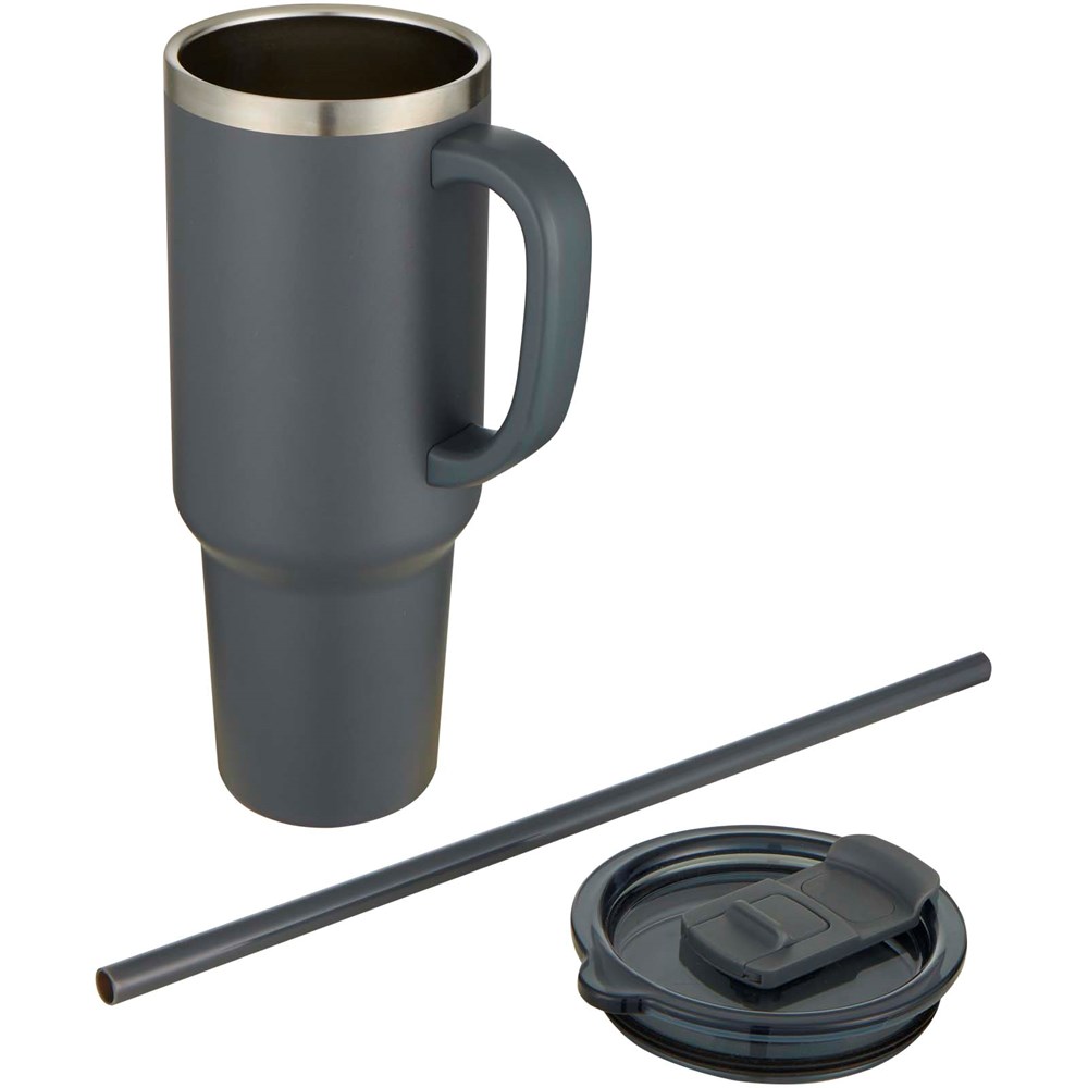 Mug Sydney 1200 ml double paroi certifié RCS avec isolation par le vide et couche de cuivre avec paille