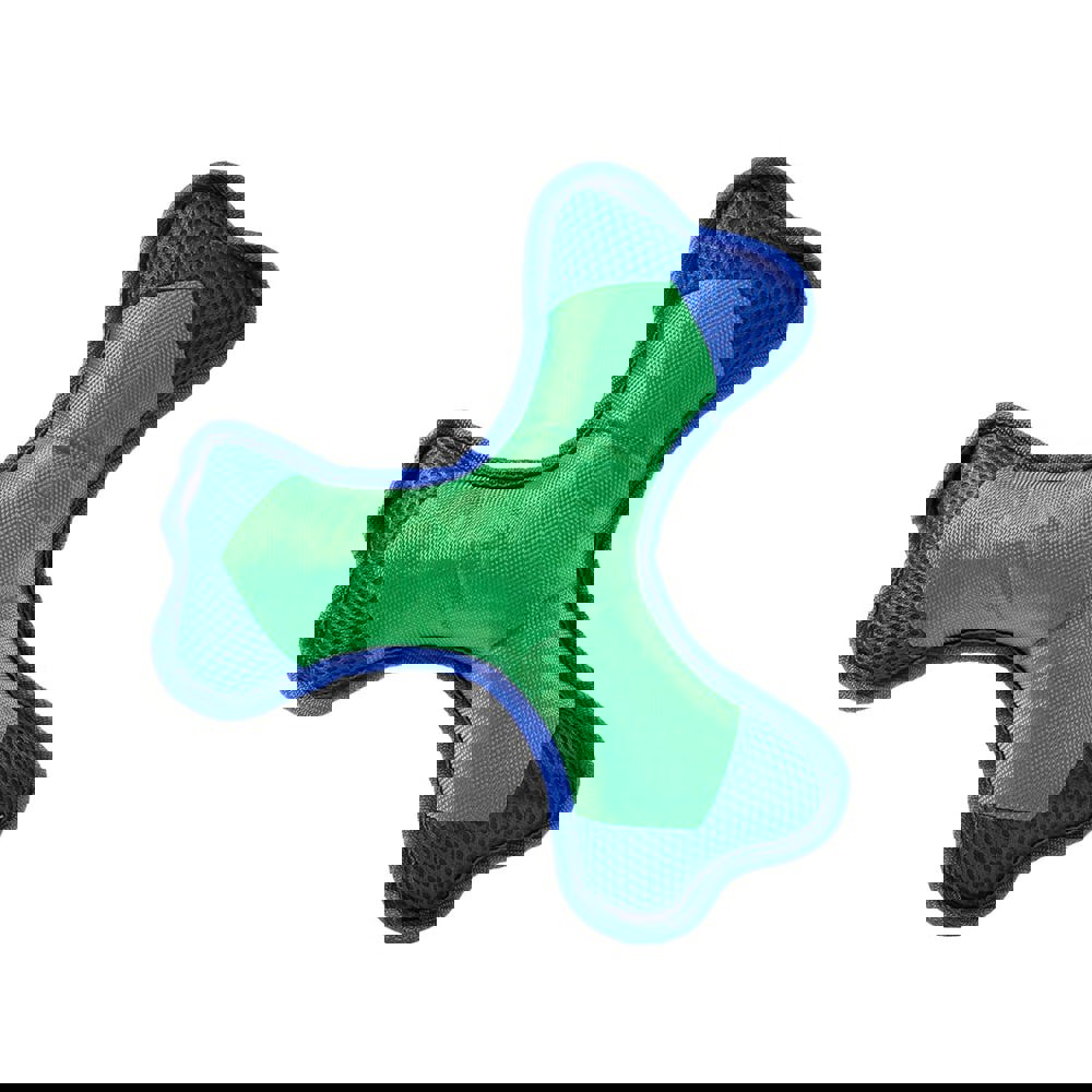 Hundespielzeug Flying Triple, orange/grün, S - grün/blau