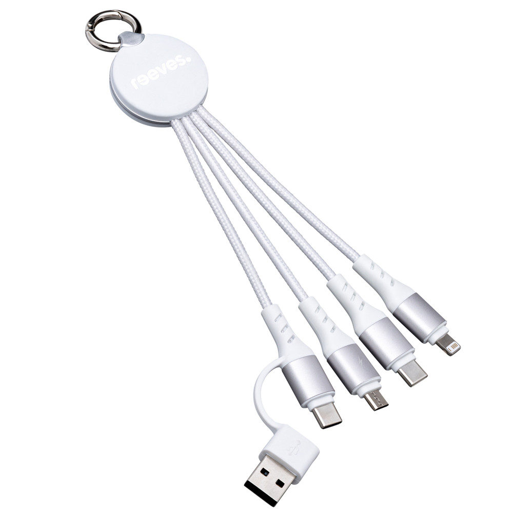 6-in-1 Ladekabel mit Beleuchtung REEVES-PUHALANI II - silber, weiß / weiß / weiß