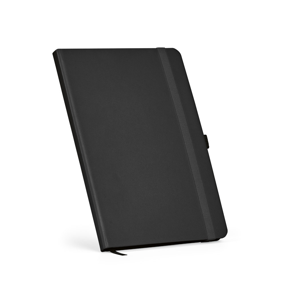 Dumas A5 Notizbuch aus recy.PU.Hardcover.70g/m². 160 Seiten, FSC®-zertifiziert - Marineblau - Schwarz