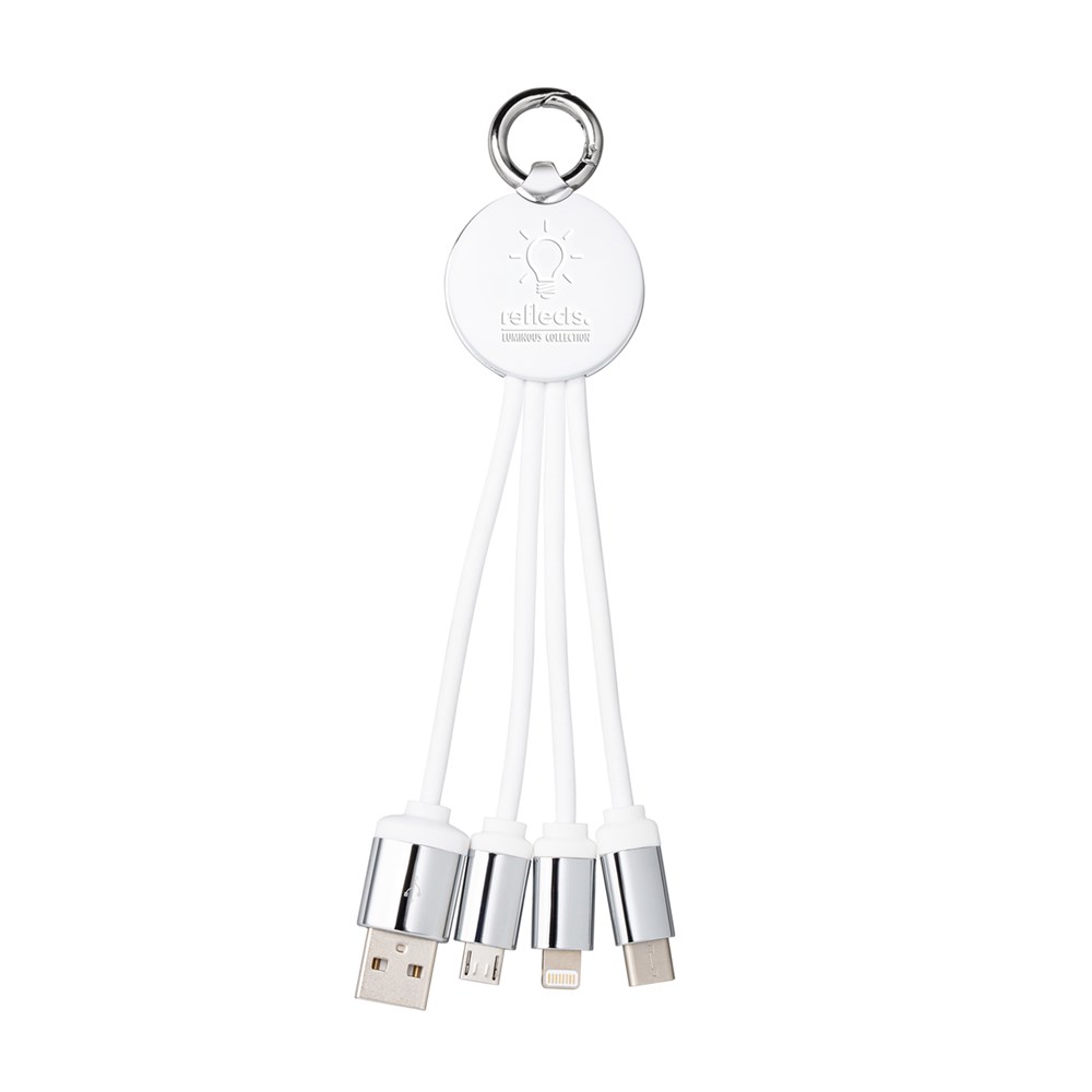 3-in-1 Ladekabel mit Beleuchtung REEVES-PUHALANI - silber, weiß / weiß / weiß