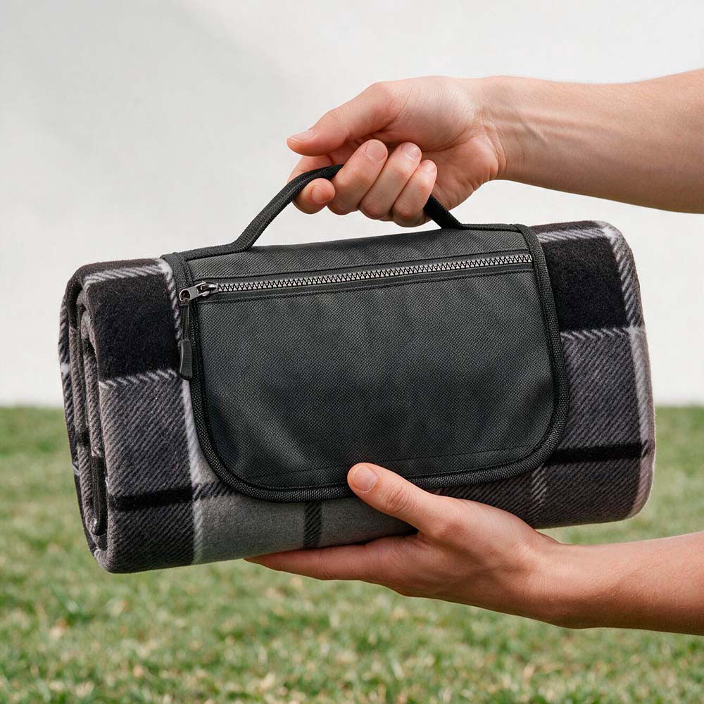 Siza Picknickdecke aus recy. PET - Marineblau - Grau